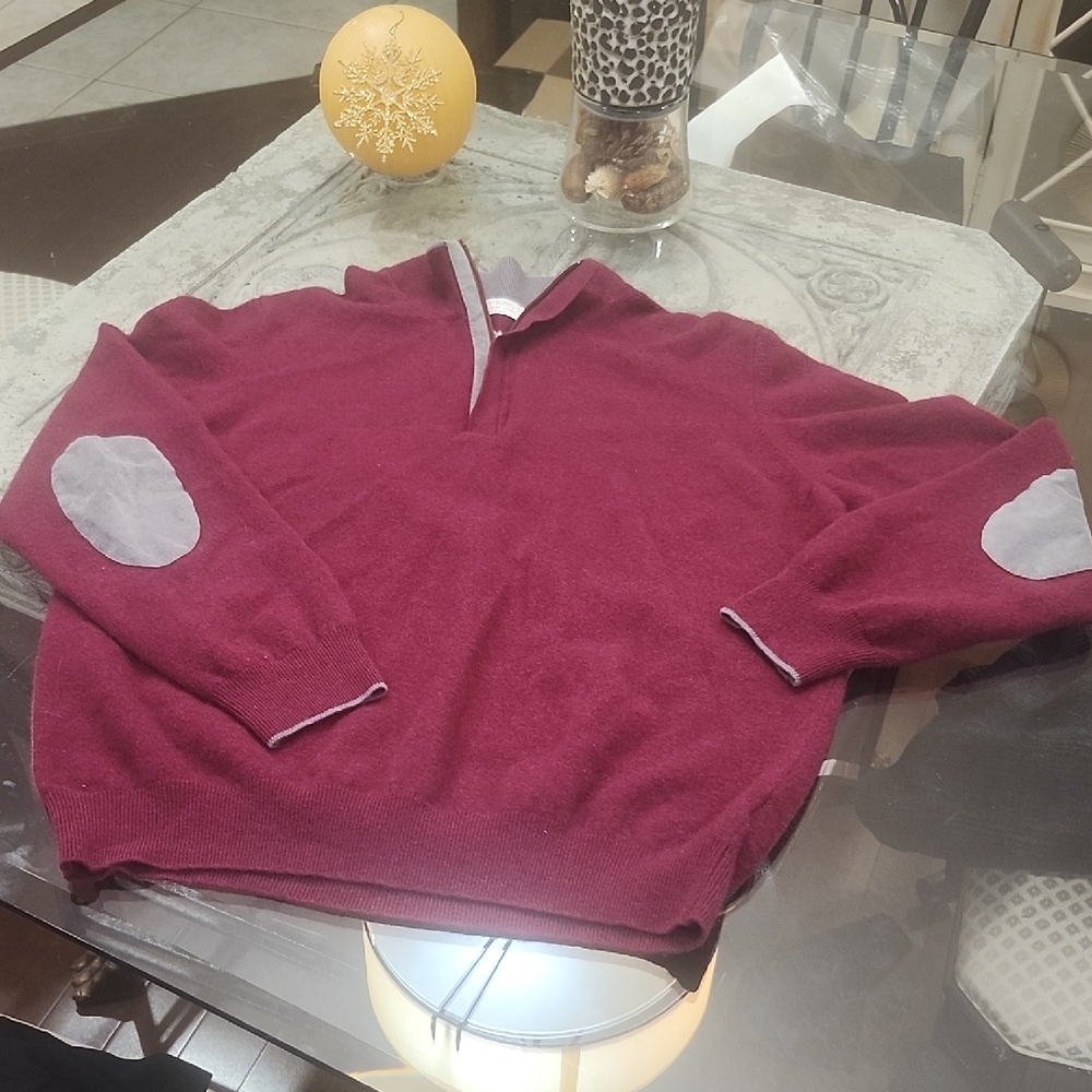 Gran SASSO Men's Cashmere Wool Blend Luxury Mock Neck Sweater Small